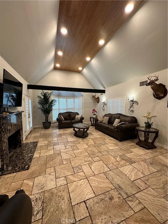 view of patio with an outdoor living space and a lanai