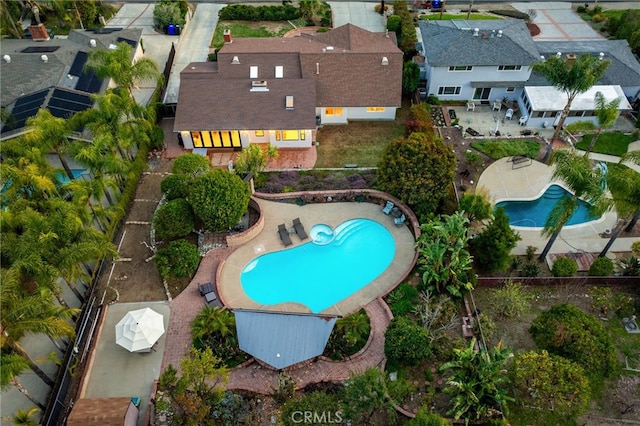 aerial view with a residential view