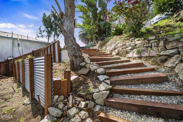 view of yard featuring fence