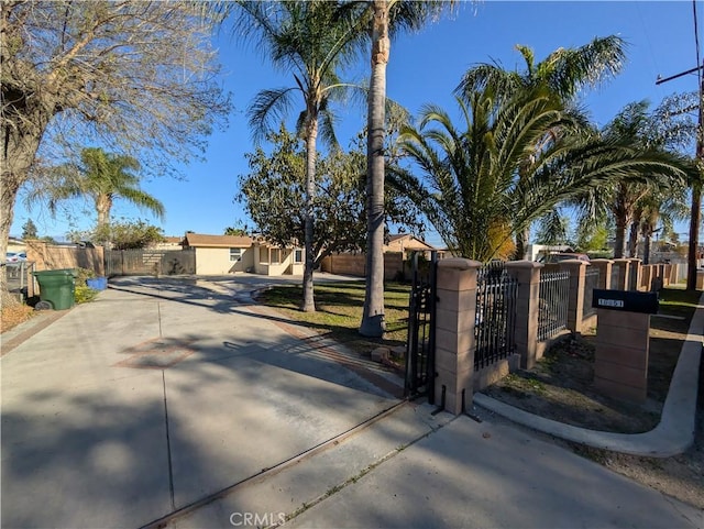 view of front of house with a gate and a fenced front yard