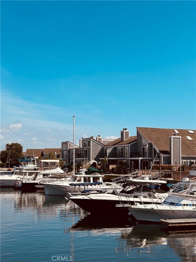 exterior space featuring a boat dock