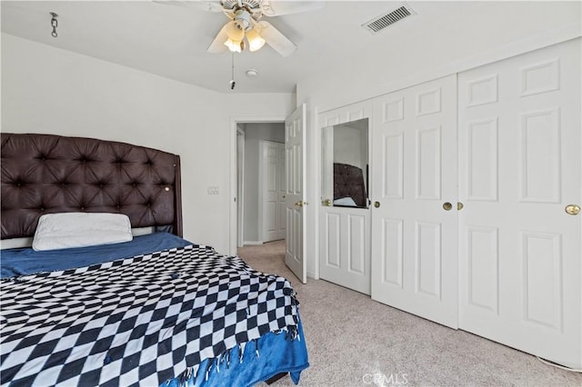 27950 Periwinkle Ln, Valencia, CA 91354 - carpeted bedroom with a closet and ceiling fan