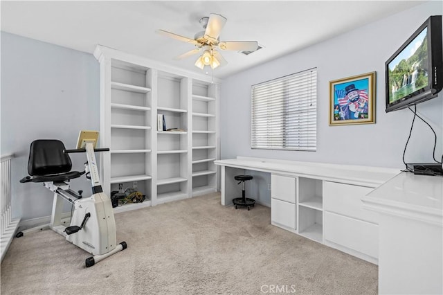 27950 Periwinkle Ln, Valencia, CA 91354 - office area with carpet and ceiling fan