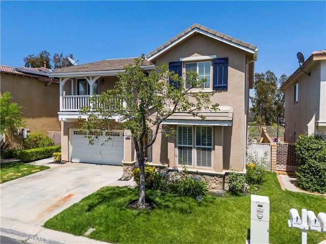 27950 Periwinkle Ln, Valencia, CA 91354 - view of front facade featuring stucco siding, a garage, and concrete driveway