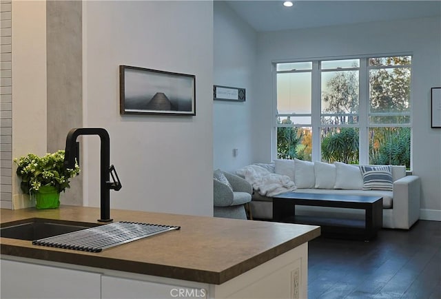 living area featuring recessed lighting and wood finished floors