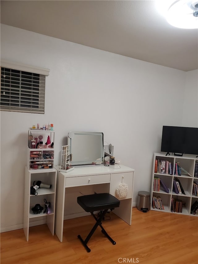 office area with wood finished floors