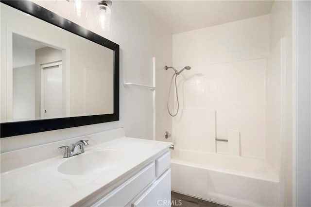 full bathroom featuring shower / washtub combination and vanity