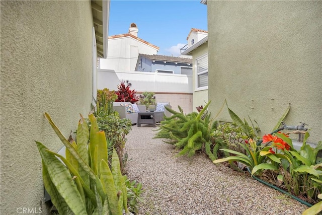 view of yard featuring a patio and fence