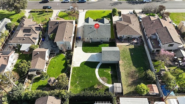 bird's eye view with a residential view