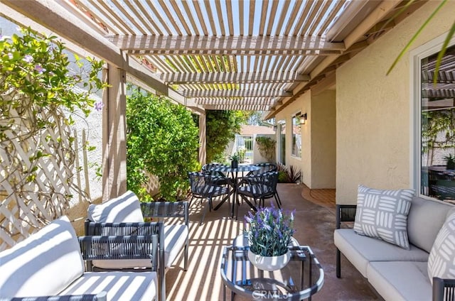 22902 Via Cruz, Laguna Niguel, CA 92677 - view of patio / terrace featuring an outdoor hangout area, a pergola, and outdoor dining area