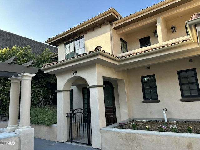 exterior space with stucco siding