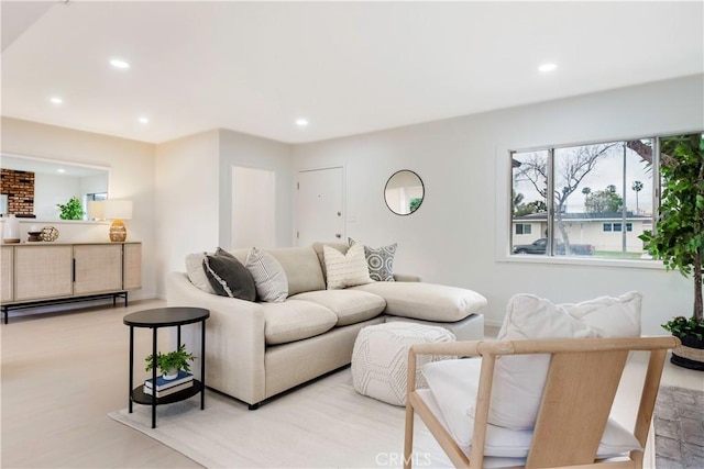 living area featuring recessed lighting