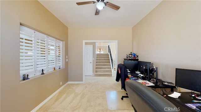 8846 Tamarisk Ave, Hesperia, CA 92344 - carpeted office space with a ceiling fan and baseboards