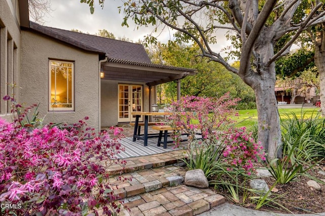 exterior space with french doors