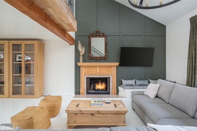 236 Avenida Montalvo, San Clemente, CA 92672 - living area with a decorative wall and a warm lit fireplace