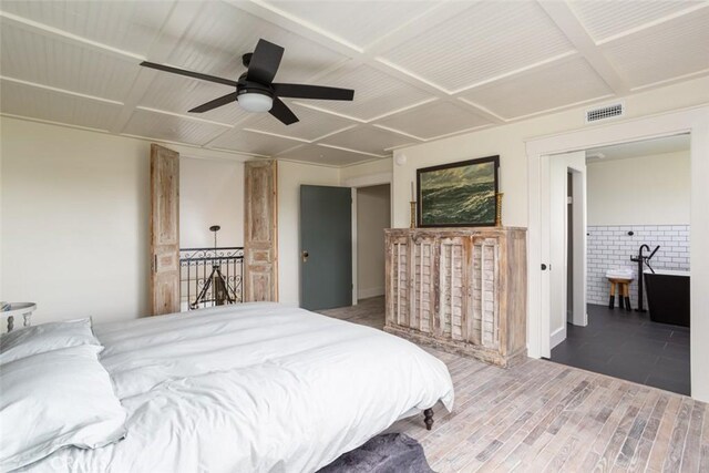 236 Avenida Montalvo, San Clemente, CA 92672 - bedroom with wood finished floors, wainscoting, and a ceiling fan