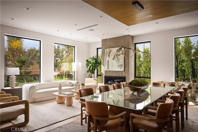 5244 Tampa Ave, Tarzana, CA 91356 - dining area featuring recessed lighting and a fireplace