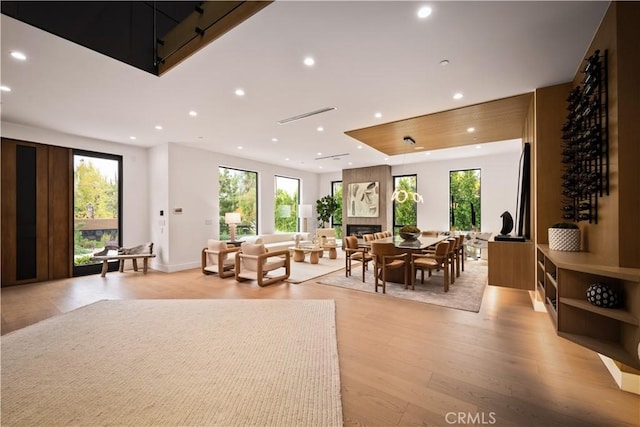 5244 Tampa Ave, Tarzana, CA 91356 - dining space with plenty of natural light, recessed lighting, and light wood-type flooring