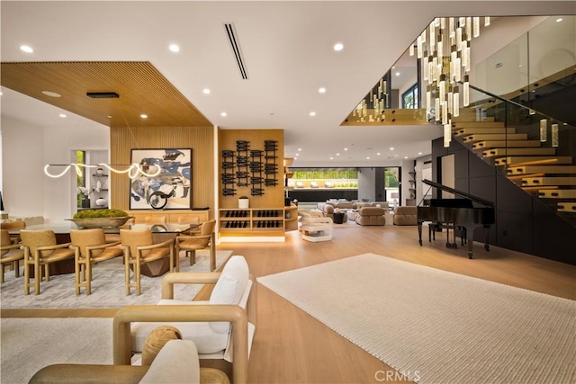 5244 Tampa Ave, Tarzana, CA 91356 - living area featuring stairway, recessed lighting, and wood finished floors
