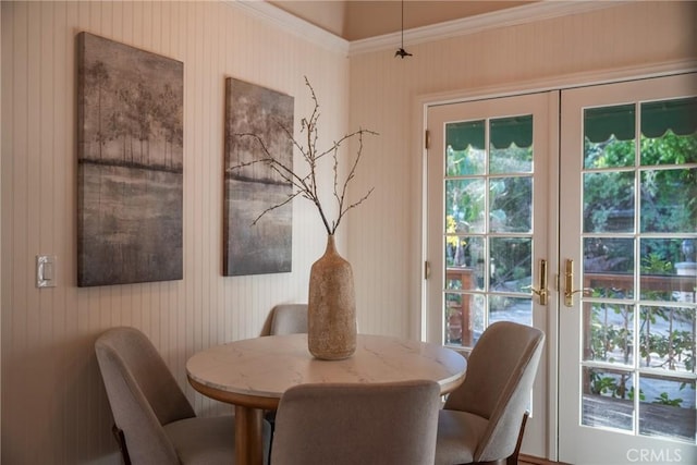 dining room featuring french doors