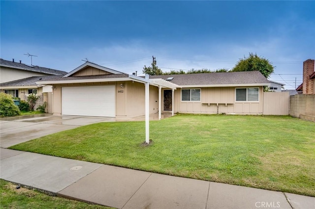 6432 Weber Cir, Huntington Beach, CA 92647 - ranch-style home featuring a front yard, driveway, an attached garage, and fence
