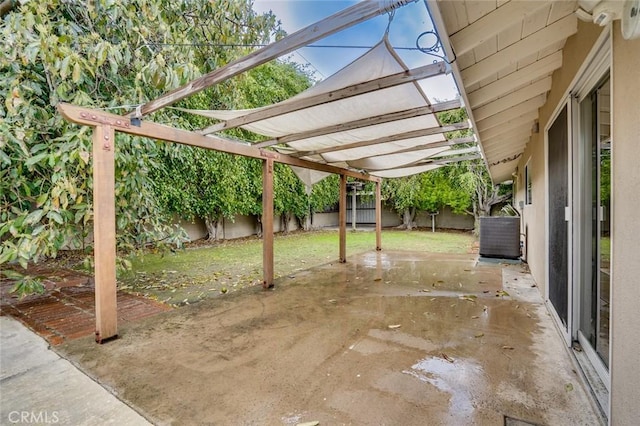 6432 Weber Cir, Huntington Beach, CA 92647 - view of patio featuring a fenced backyard, a pergola, and central AC unit