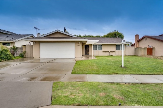 6432 Weber Cir, Huntington Beach, CA 92647 - single story home with a garage, fence, a shingled roof, a front yard, and driveway