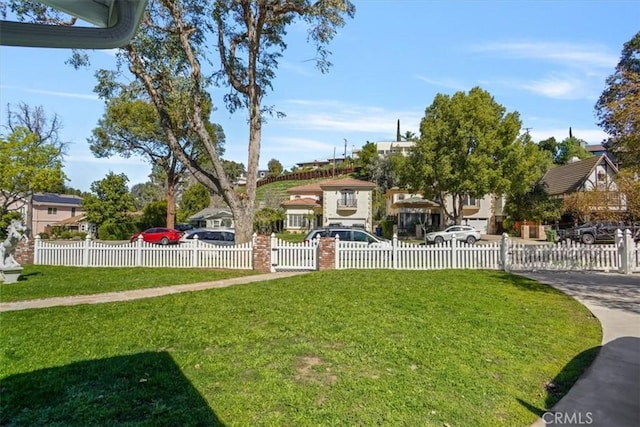 view of yard featuring a fenced front yard