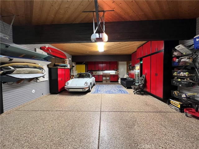 4 Andromeda Isle, Ladera Ranch, CA 92694 - garage featuring a garage door opener and wood ceiling