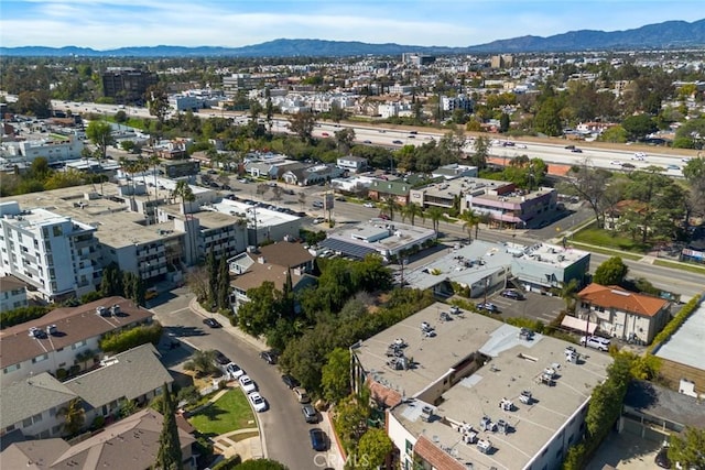 aerial view with a mountain view