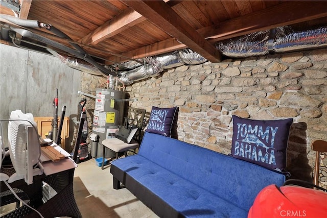 23679 Hillside Dr, Crestline, CA 92325 - unfinished basement featuring water heater