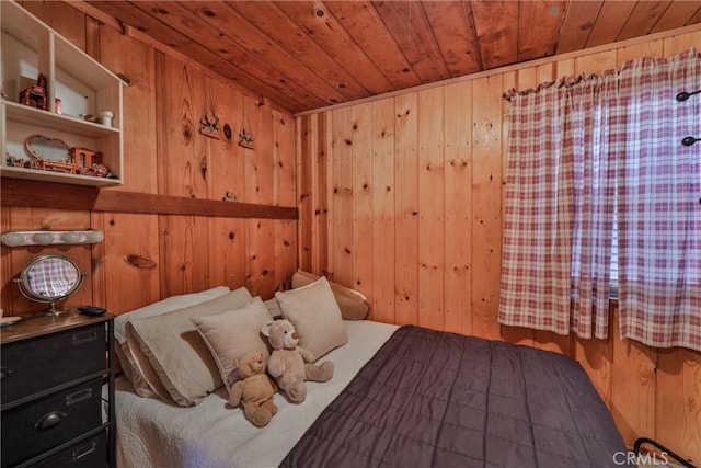 23679 Hillside Dr, Crestline, CA 92325 - bedroom with wood walls and wood ceiling