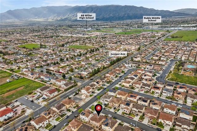 aerial view with a residential view and a mountain view