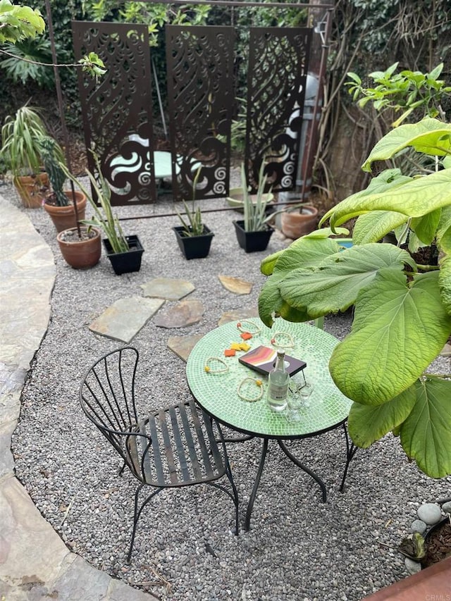 view of yard with a patio and fence