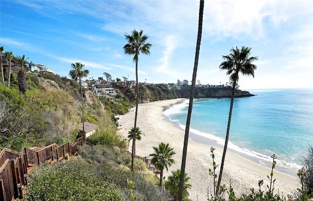 property view of water featuring a view of the beach