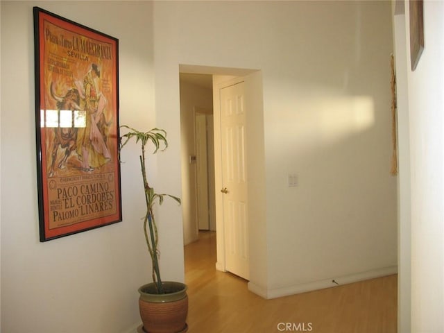 hall featuring baseboards and wood finished floors