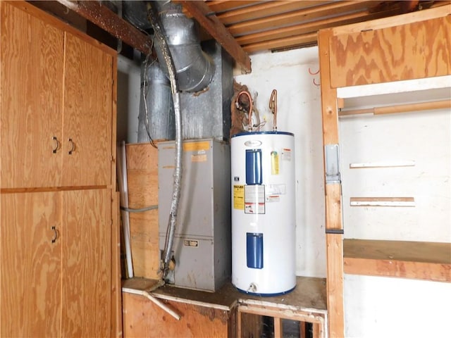 utilities featuring heating unit and electric water heater