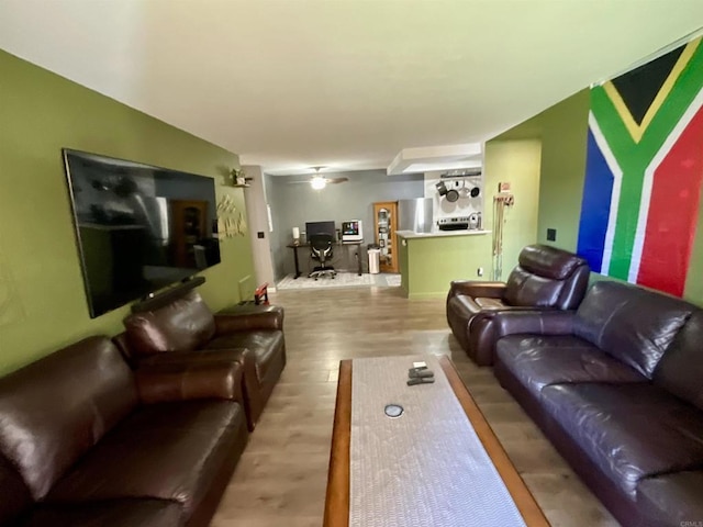 living room with wood finished floors