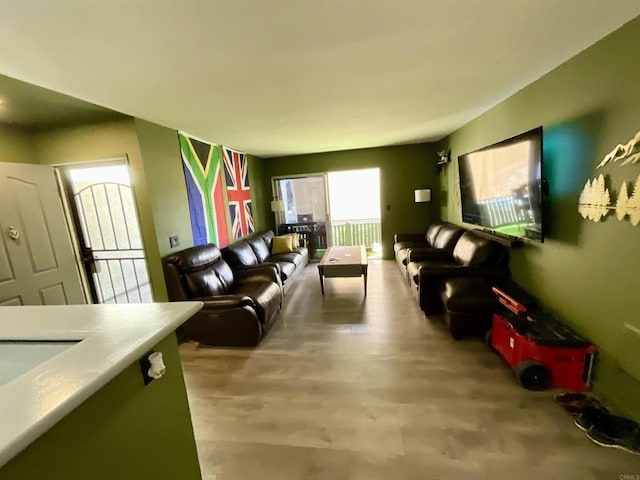 living area featuring light wood-type flooring