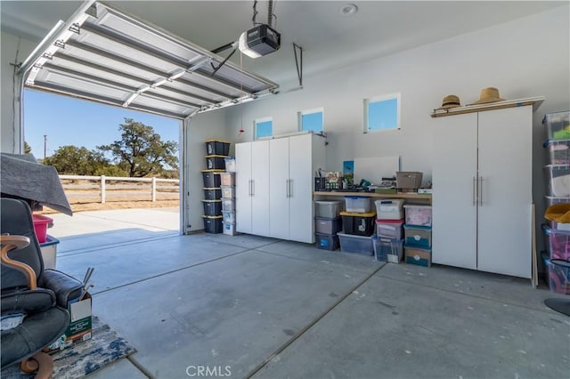 garage with a garage door opener