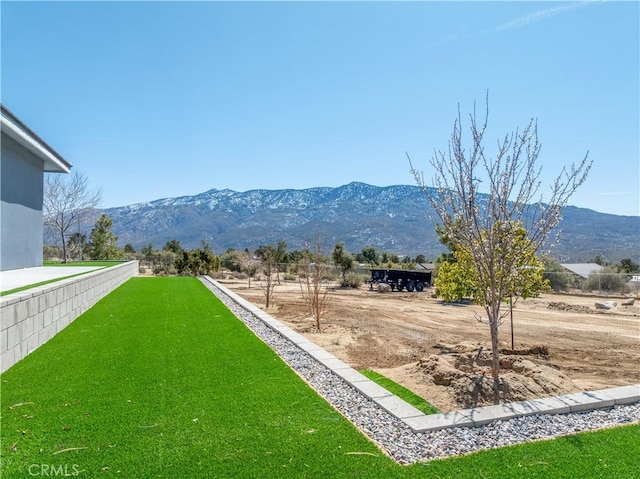 view of yard with a mountain view