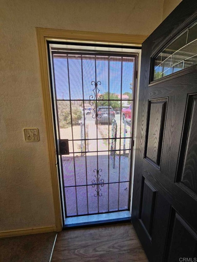 44600 Brawley Ave, Jacumba, CA 91934 - doorway featuring baseboards and dark wood-style flooring