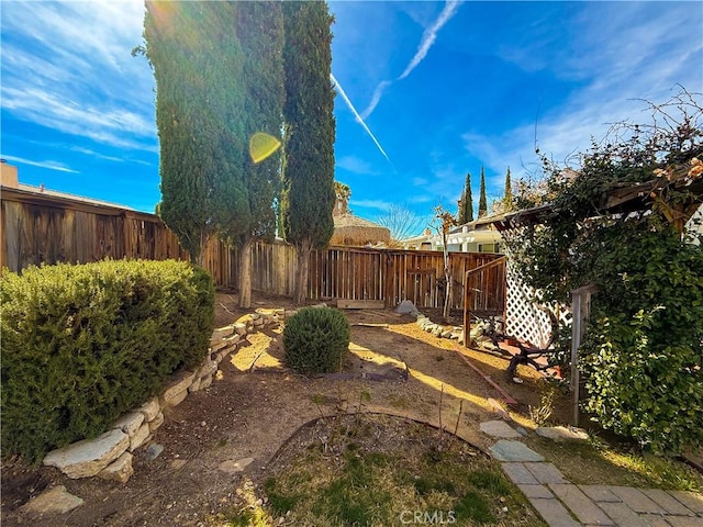 view of yard with a fenced backyard