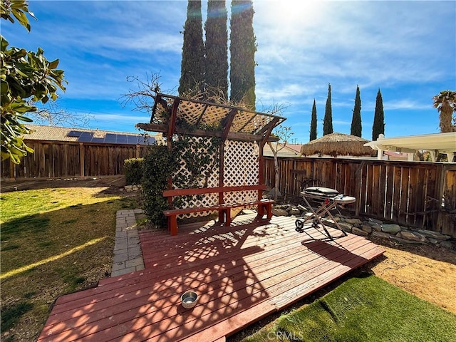 exterior space with a yard and a fenced backyard