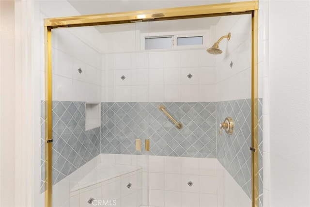 bathroom featuring a stall shower
