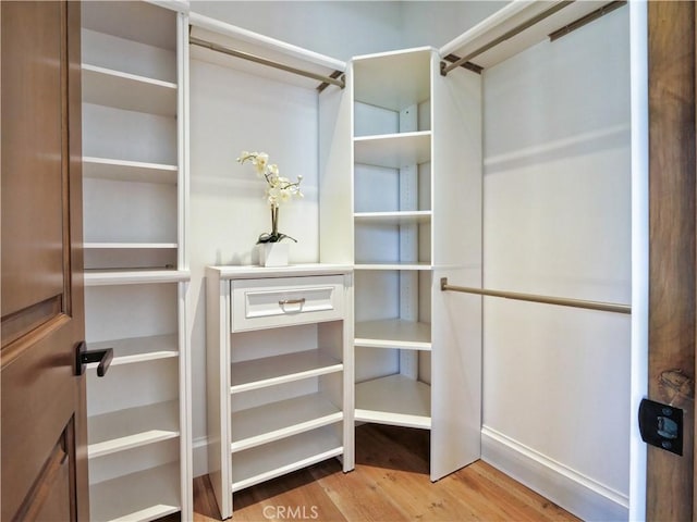 spacious closet with wood finished floors