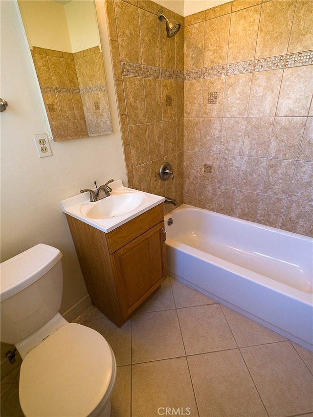 full bathroom featuring tile patterned floors, vanity, toilet, and shower / bathing tub combination