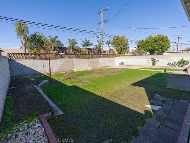 view of yard featuring a fenced backyard