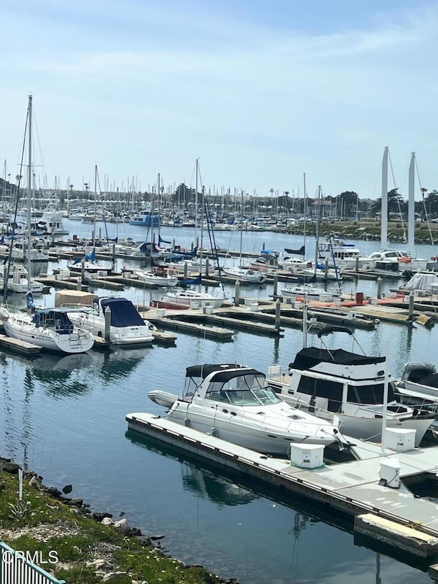 view of dock featuring a water view