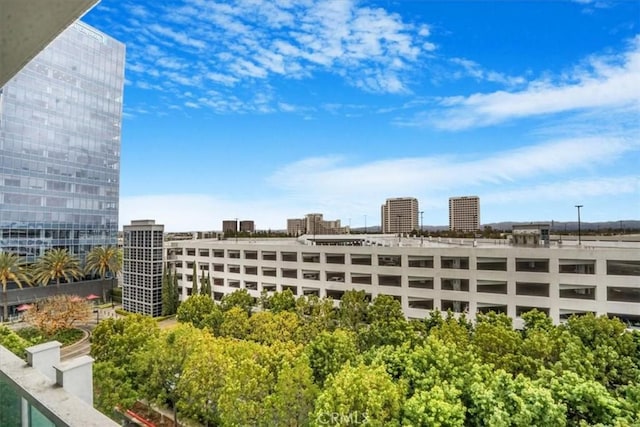 view of building exterior with a city view